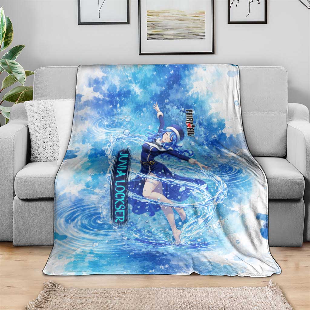 Juvia Lockser Fairy Tail Blanket Water Magic Anime Style with Heart and Raindrop Aesthetic