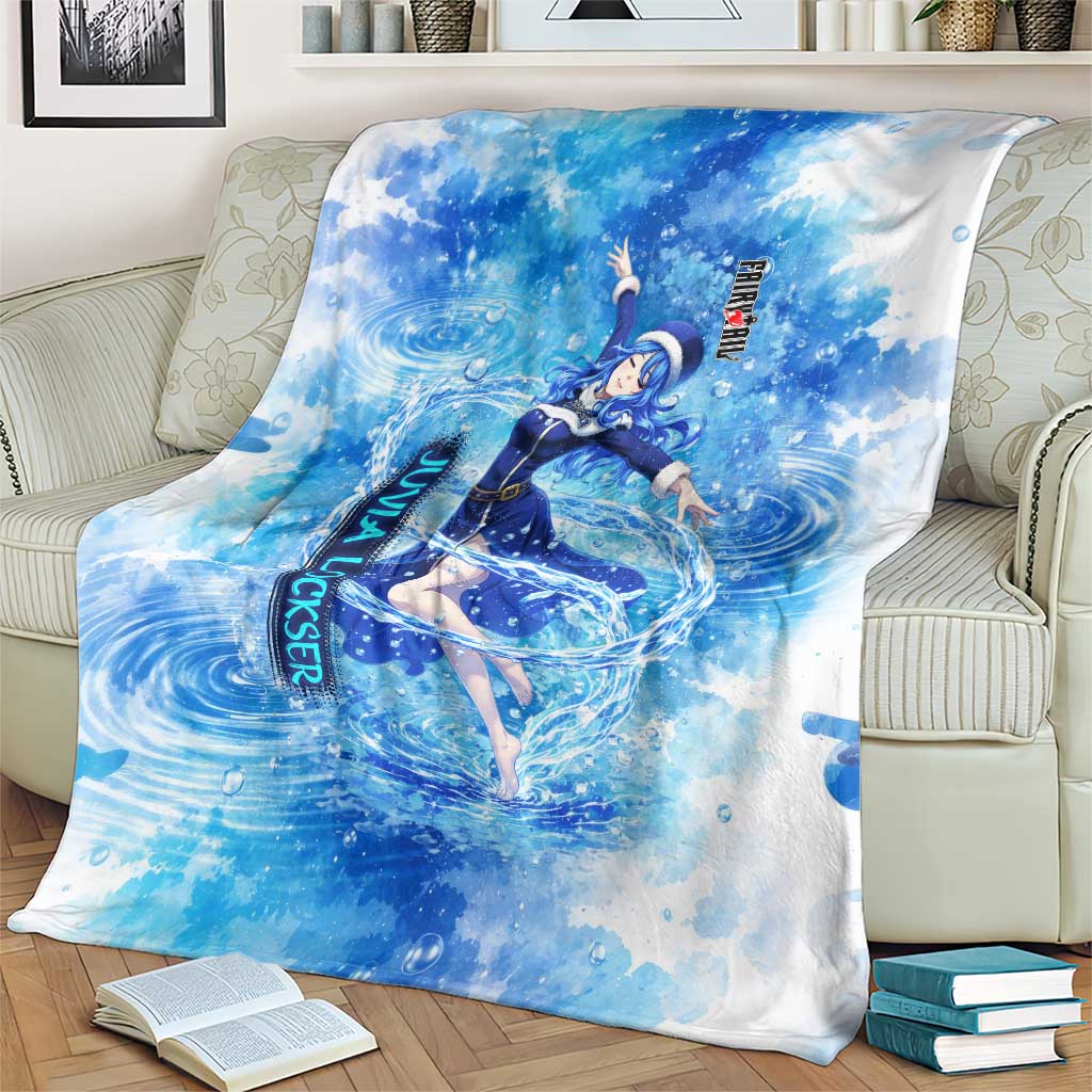 Juvia Lockser Fairy Tail Blanket Water Magic Anime Style with Heart and Raindrop Aesthetic
