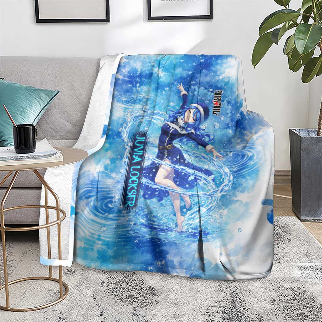 Juvia Lockser Fairy Tail Blanket Water Magic Anime Style with Heart and Raindrop Aesthetic