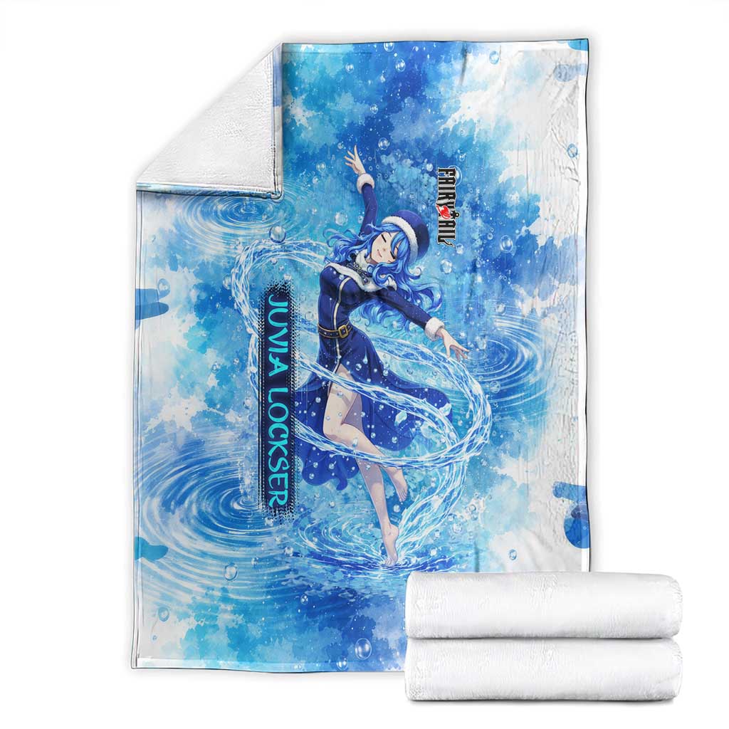 Juvia Lockser Fairy Tail Blanket Water Magic Anime Style with Heart and Raindrop Aesthetic