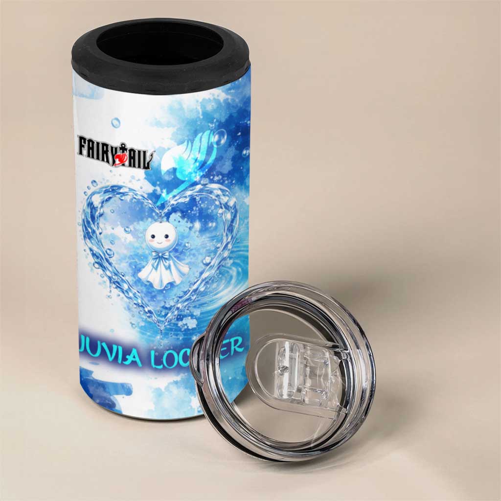 Juvia Lockser Fairy Tail 4 in 1 Can Cooler Tumbler Water Magic Anime Style with Heart and Raindrop Aesthetic