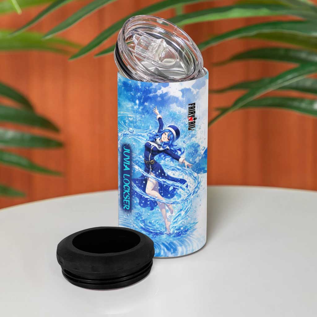 Juvia Lockser Fairy Tail 4 in 1 Can Cooler Tumbler Water Magic Anime Style with Heart and Raindrop Aesthetic