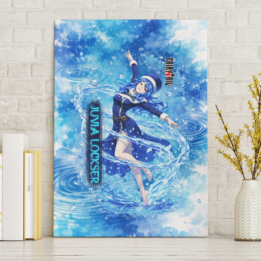 Juvia Lockser Fairy Tail Canvas Wall Art Water Magic Anime Style with Heart and Raindrop Aesthetic