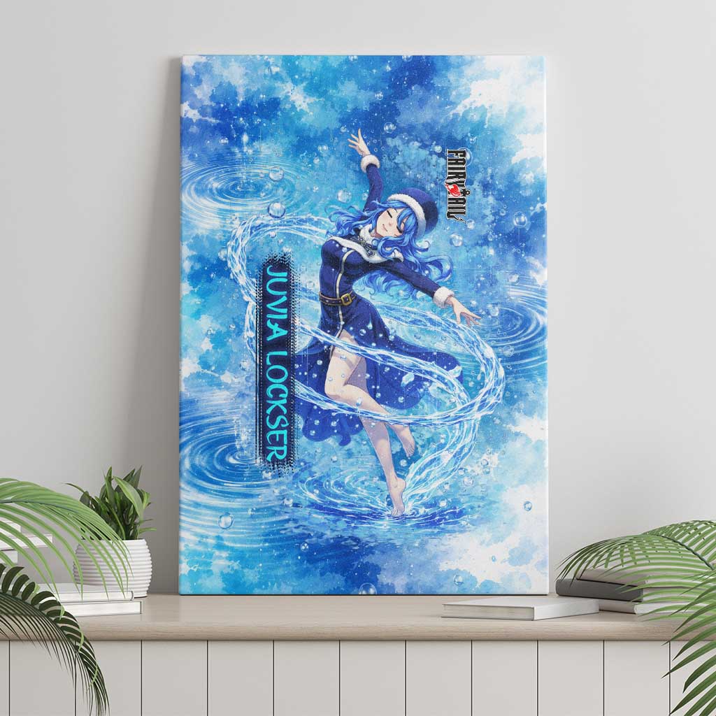 Juvia Lockser Fairy Tail Canvas Wall Art Water Magic Anime Style with Heart and Raindrop Aesthetic