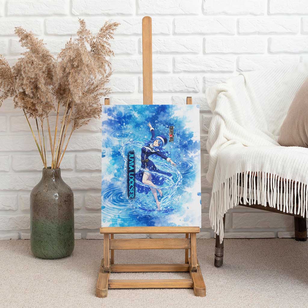 Juvia Lockser Fairy Tail Canvas Wall Art Water Magic Anime Style with Heart and Raindrop Aesthetic