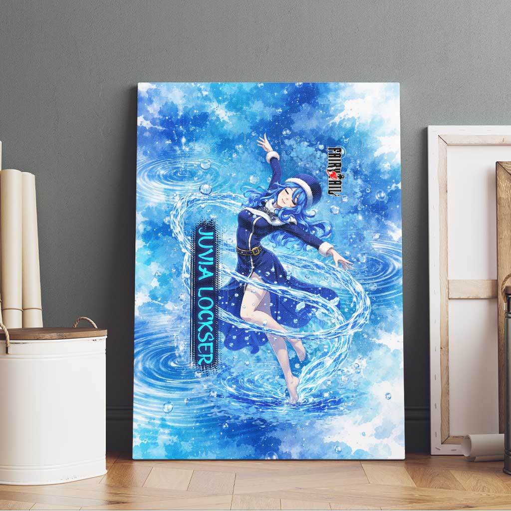 Juvia Lockser Fairy Tail Canvas Wall Art Water Magic Anime Style with Heart and Raindrop Aesthetic