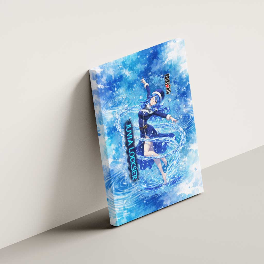 Juvia Lockser Fairy Tail Canvas Wall Art Water Magic Anime Style with Heart and Raindrop Aesthetic