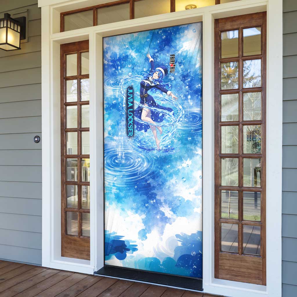 Juvia Lockser Fairy Tail Door Cover Water Magic Anime Style with Heart and Raindrop Aesthetic