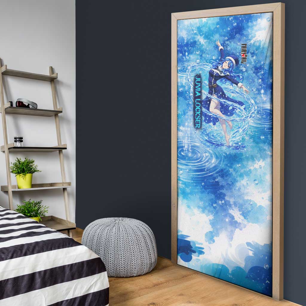 Juvia Lockser Fairy Tail Door Cover Water Magic Anime Style with Heart and Raindrop Aesthetic