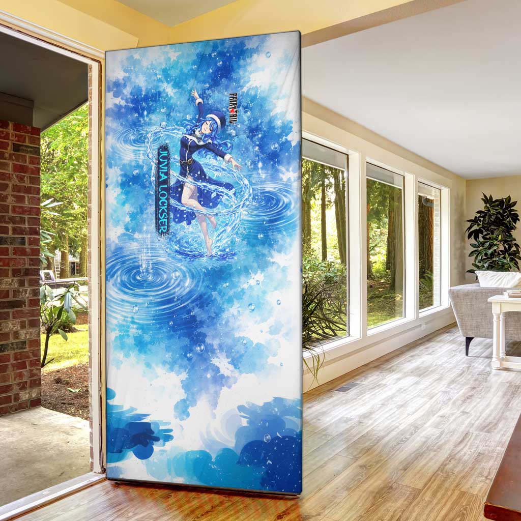 Juvia Lockser Fairy Tail Door Cover Water Magic Anime Style with Heart and Raindrop Aesthetic
