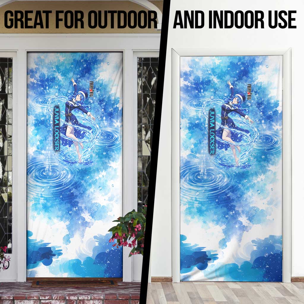 Juvia Lockser Fairy Tail Door Cover Water Magic Anime Style with Heart and Raindrop Aesthetic