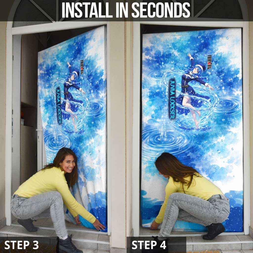 Juvia Lockser Fairy Tail Door Cover Water Magic Anime Style with Heart and Raindrop Aesthetic