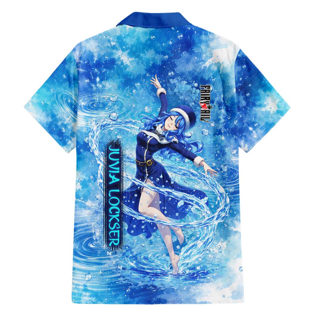 Juvia Lockser Fairy Tail Family Matching Mermaid Dress and Hawaiian Shirt Water Magic Anime Style with Heart and Raindrop Aesthetic