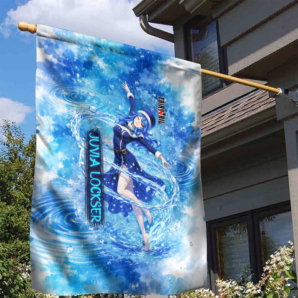 Juvia Lockser Fairy Tail Garden Flag Water Magic Anime Style with Heart and Raindrop Aesthetic