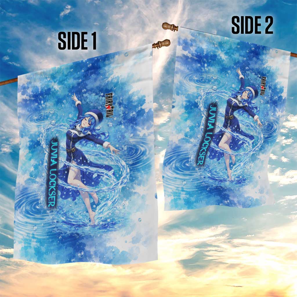 Juvia Lockser Fairy Tail Garden Flag Water Magic Anime Style with Heart and Raindrop Aesthetic