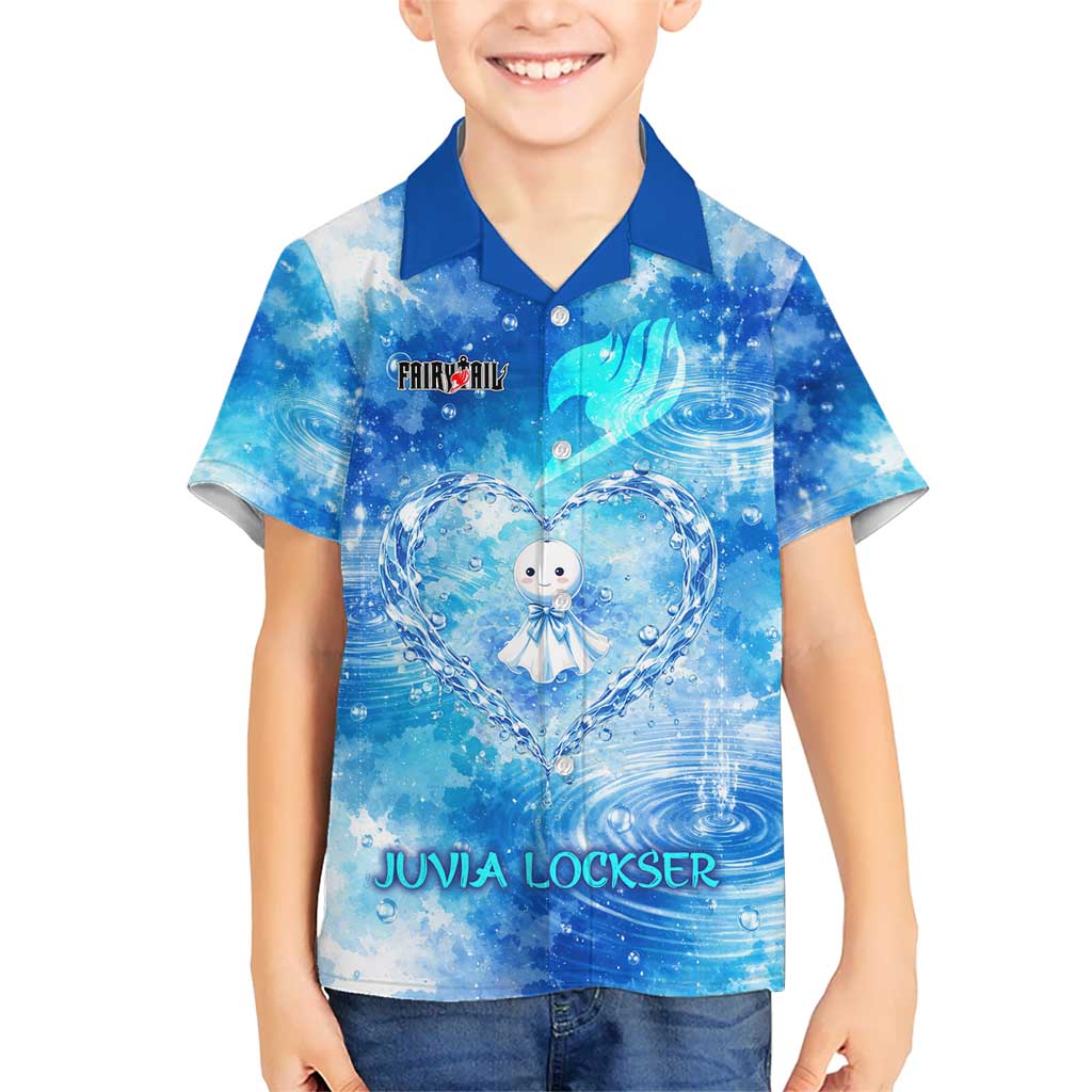 Juvia Lockser Fairy Tail Hawaiian Shirt Water Magic Anime Style with Heart and Raindrop Aesthetic