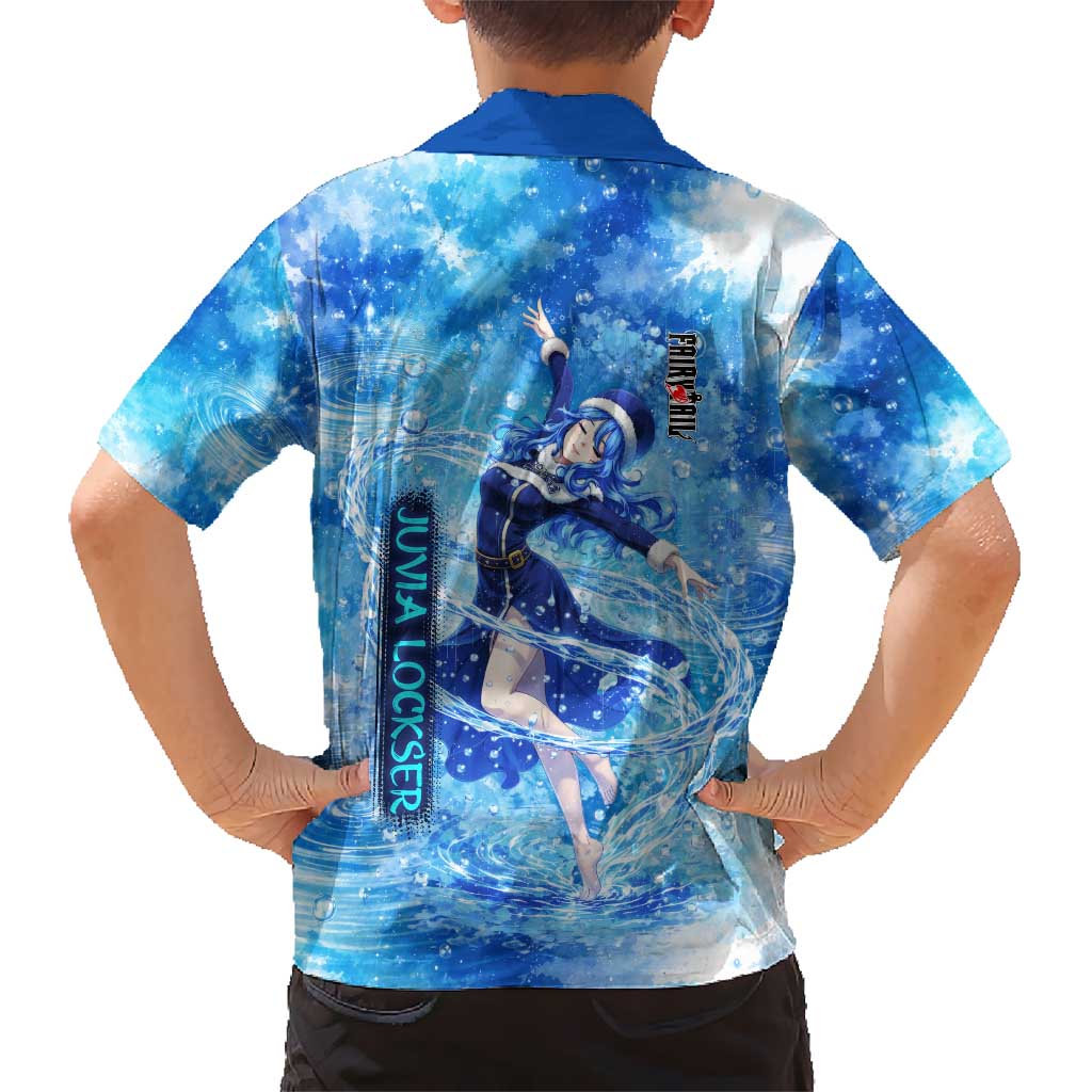 Juvia Lockser Fairy Tail Hawaiian Shirt Water Magic Anime Style with Heart and Raindrop Aesthetic