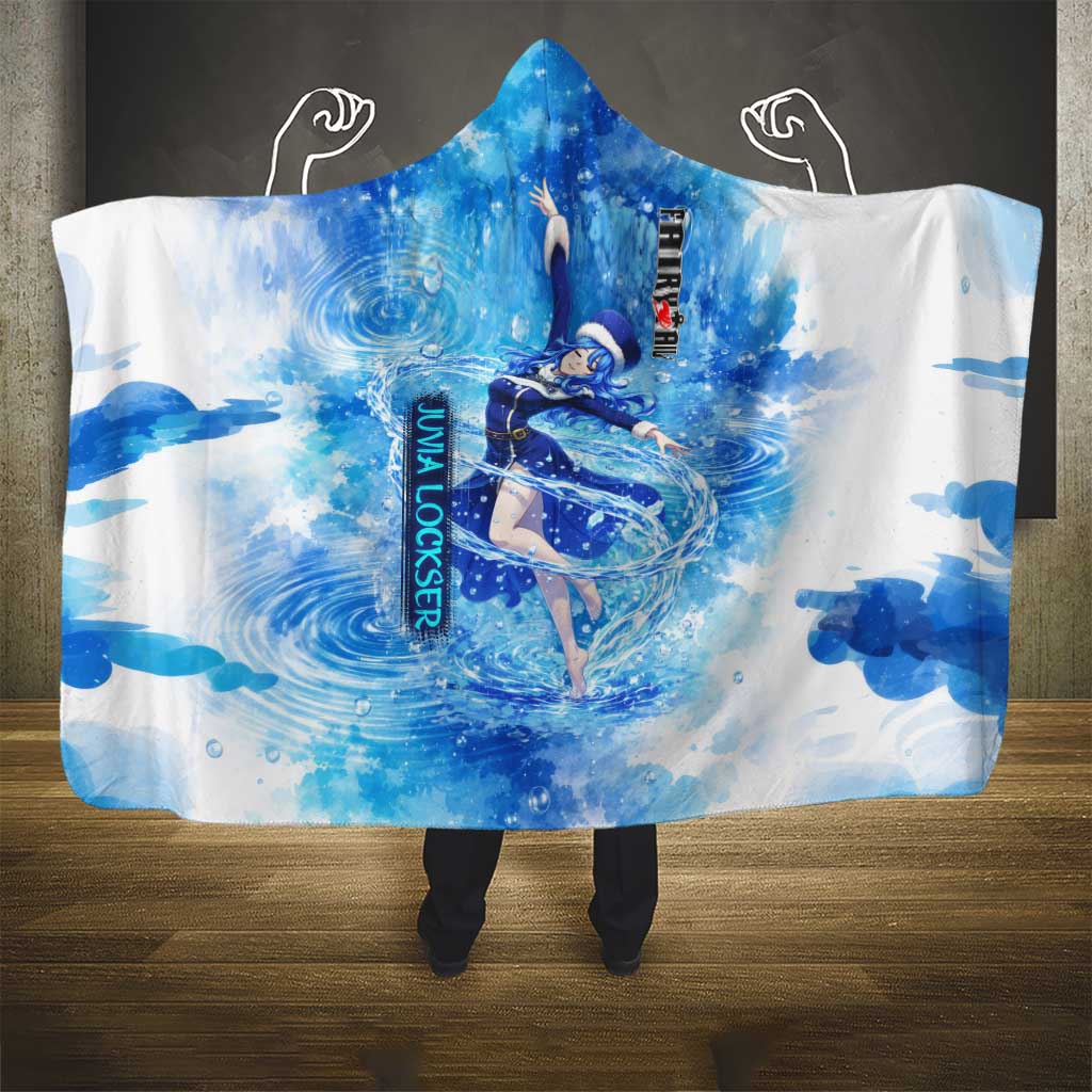 Juvia Lockser Fairy Tail Hooded Blanket Water Magic Anime Style with Heart and Raindrop Aesthetic