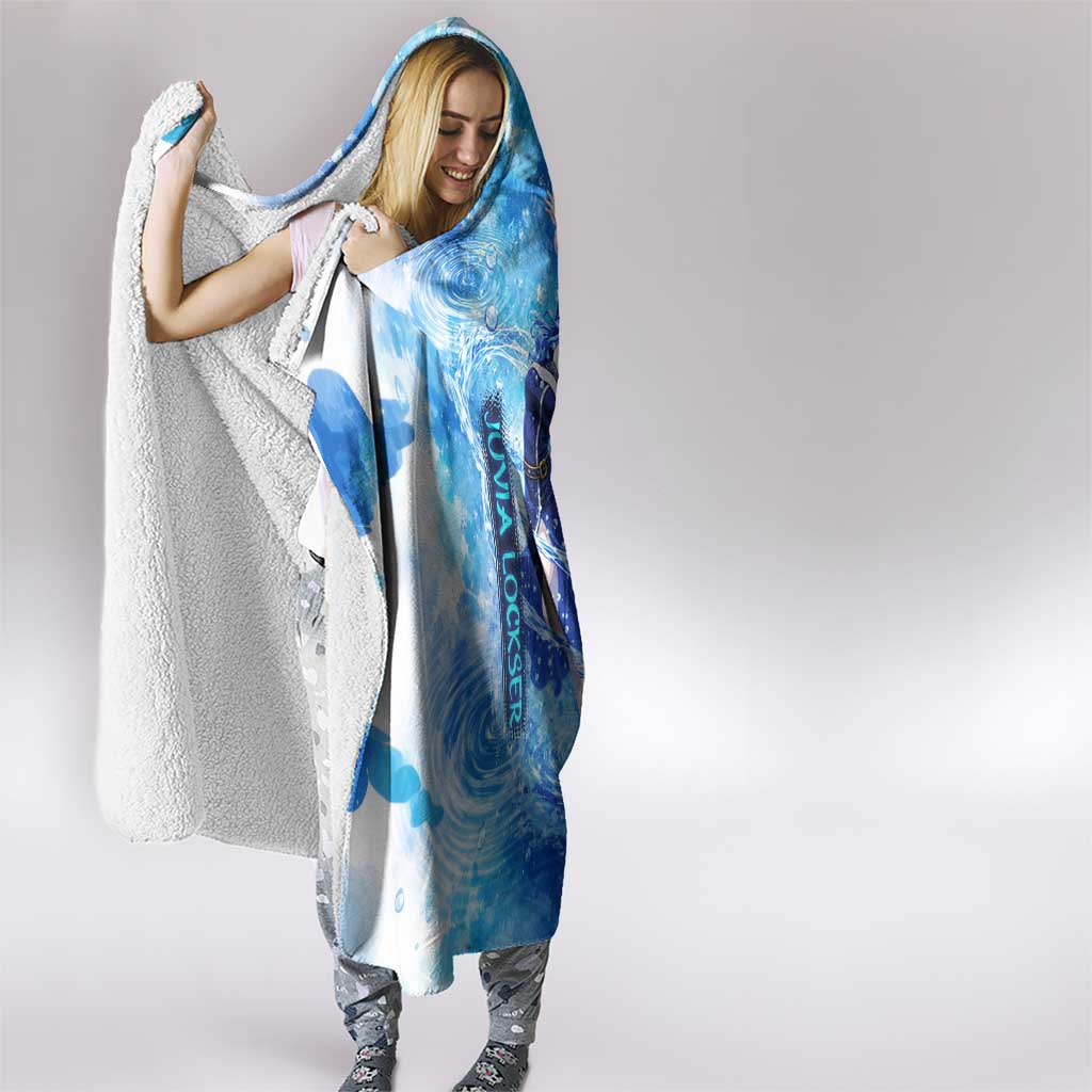 Juvia Lockser Fairy Tail Hooded Blanket Water Magic Anime Style with Heart and Raindrop Aesthetic