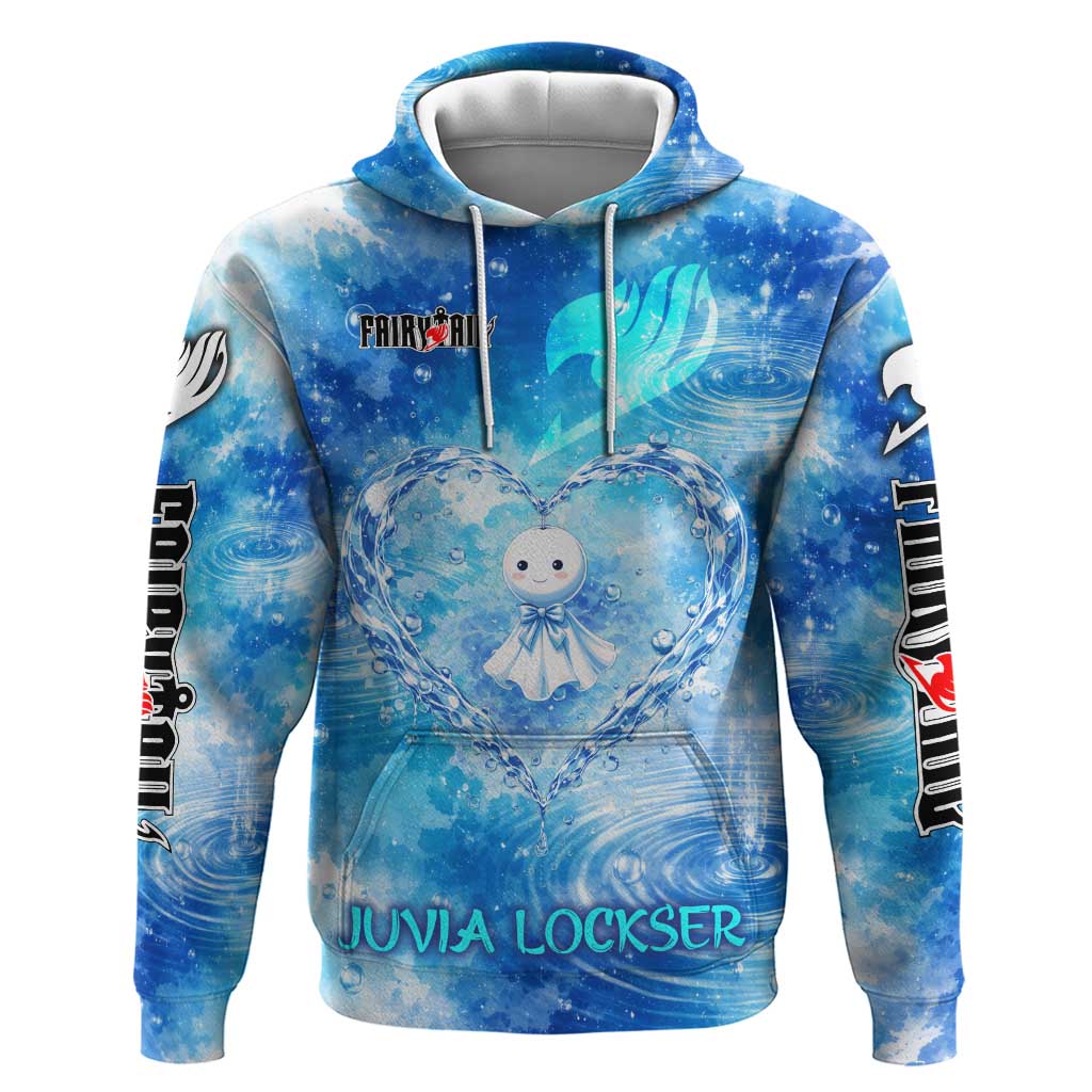 Juvia Lockser Fairy Tail Hoodie Water Magic Anime Style with Heart and Raindrop Aesthetic