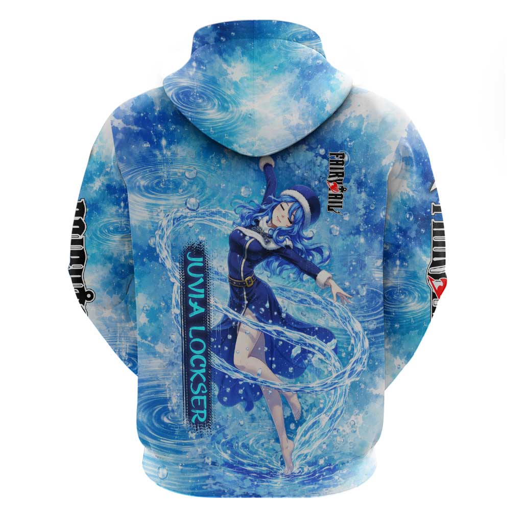 Juvia Lockser Fairy Tail Hoodie Water Magic Anime Style with Heart and Raindrop Aesthetic