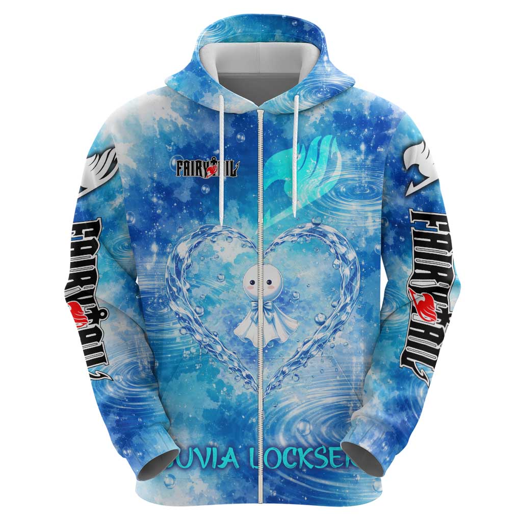 Juvia Lockser Fairy Tail Hoodie Water Magic Anime Style with Heart and Raindrop Aesthetic