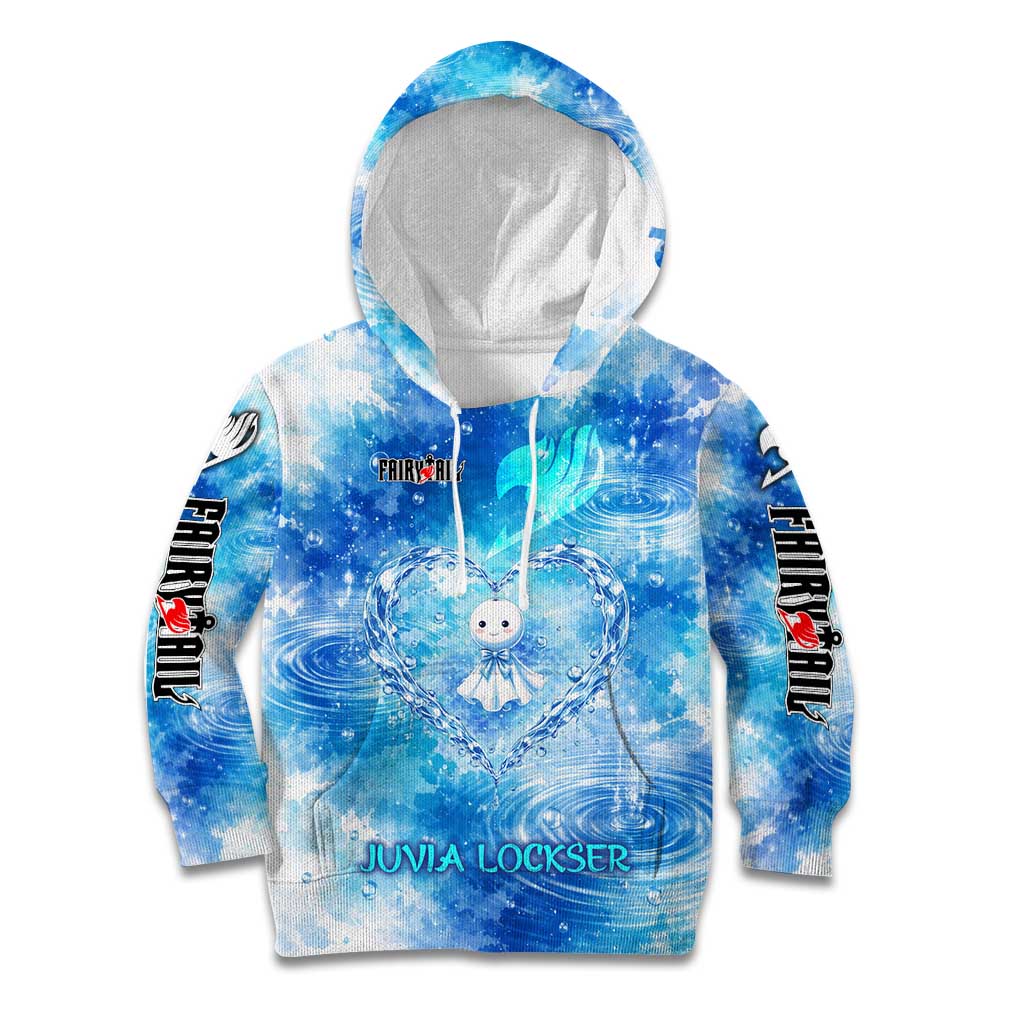 Juvia Lockser Fairy Tail Kid Hoodie Water Magic Anime Style with Heart and Raindrop Aesthetic