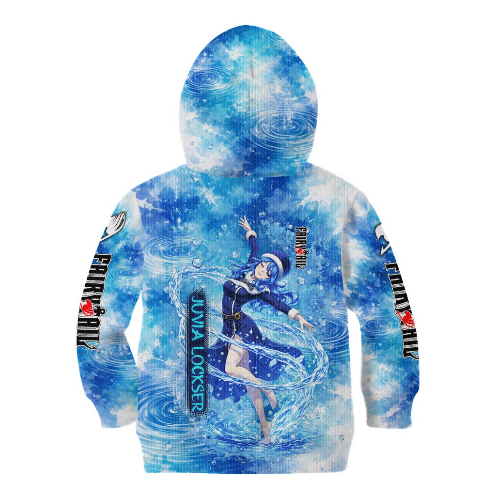 Juvia Lockser Fairy Tail Kid Hoodie Water Magic Anime Style with Heart and Raindrop Aesthetic