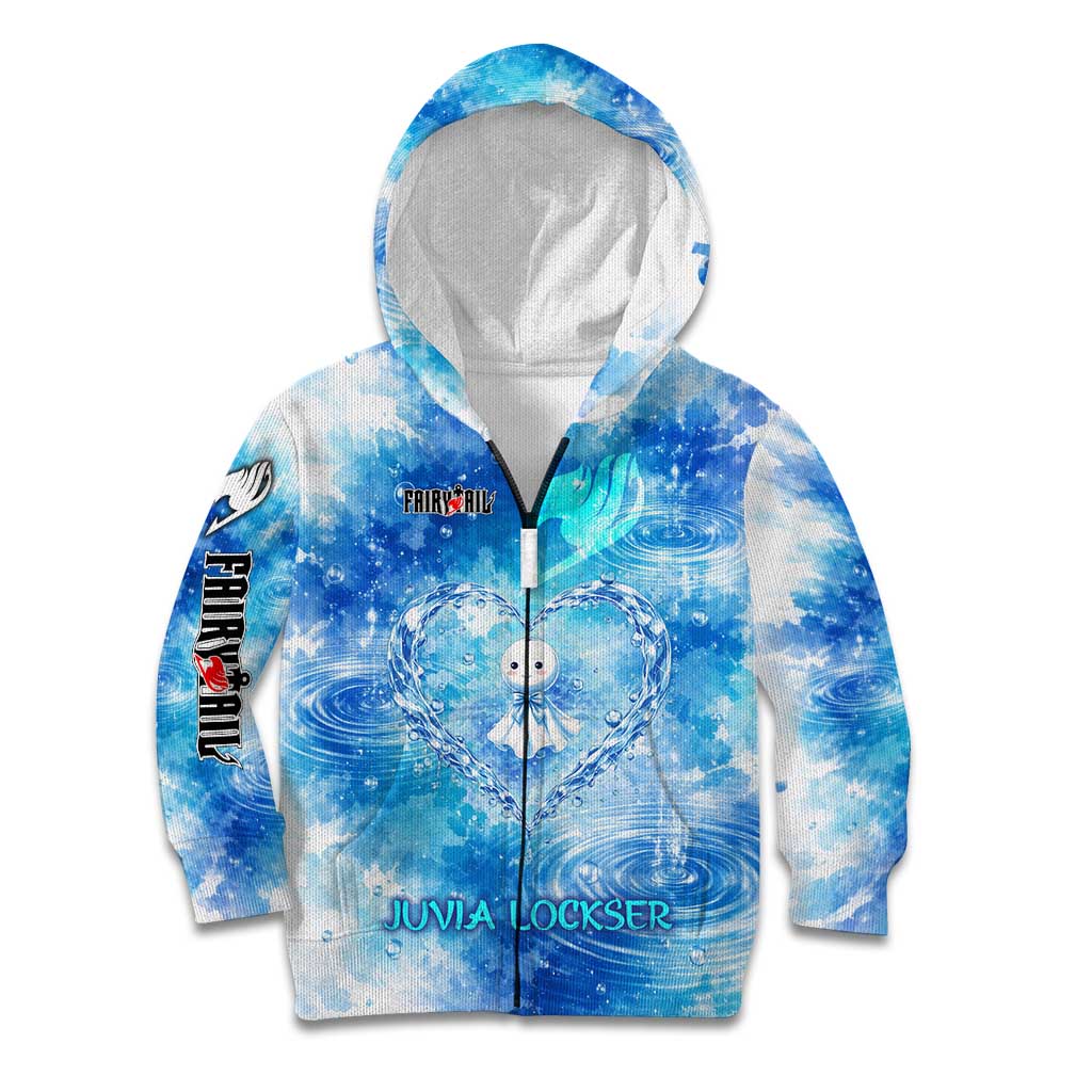 Juvia Lockser Fairy Tail Kid Hoodie Water Magic Anime Style with Heart and Raindrop Aesthetic