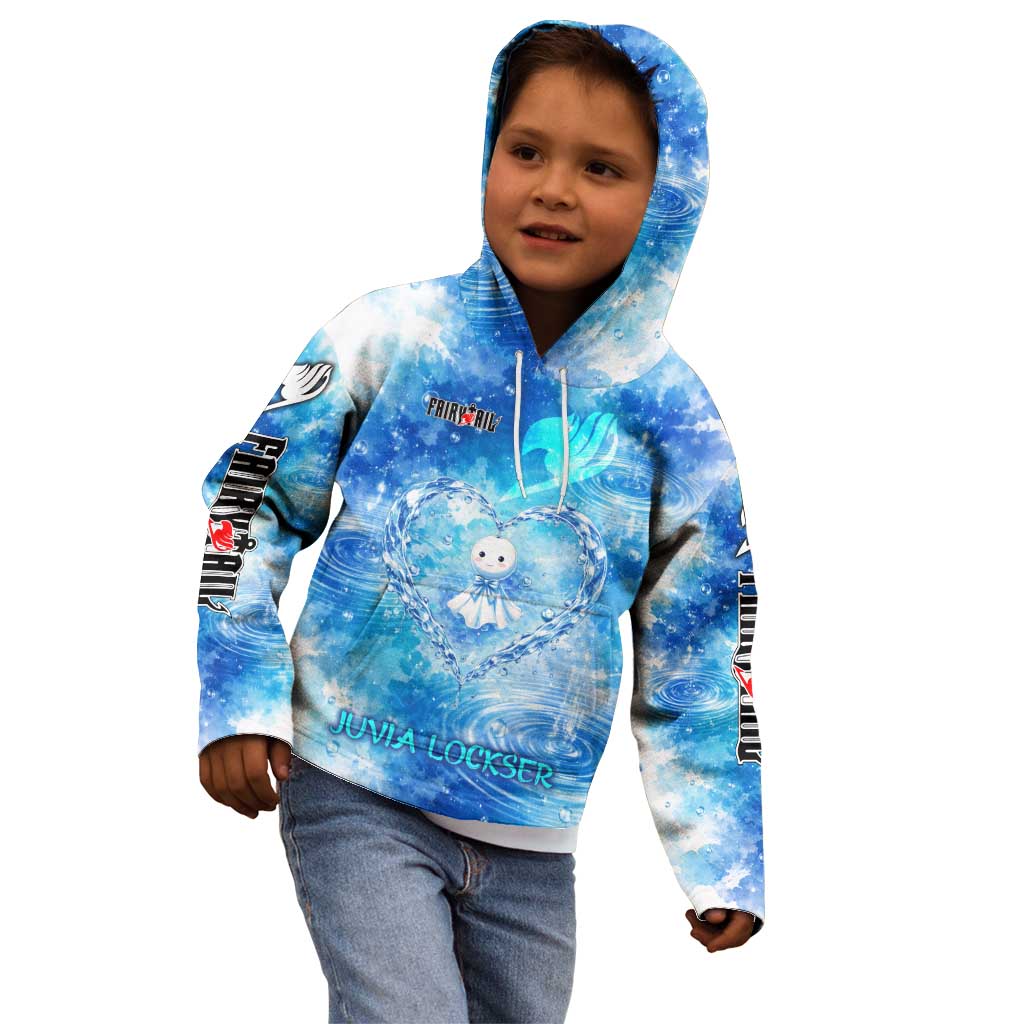 Juvia Lockser Fairy Tail Kid Hoodie Water Magic Anime Style with Heart and Raindrop Aesthetic