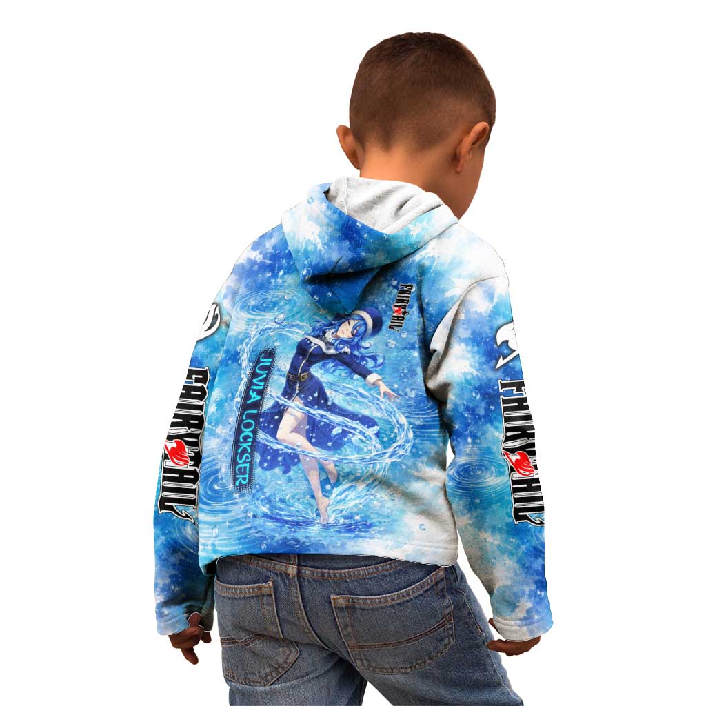 Juvia Lockser Fairy Tail Kid Hoodie Water Magic Anime Style with Heart and Raindrop Aesthetic