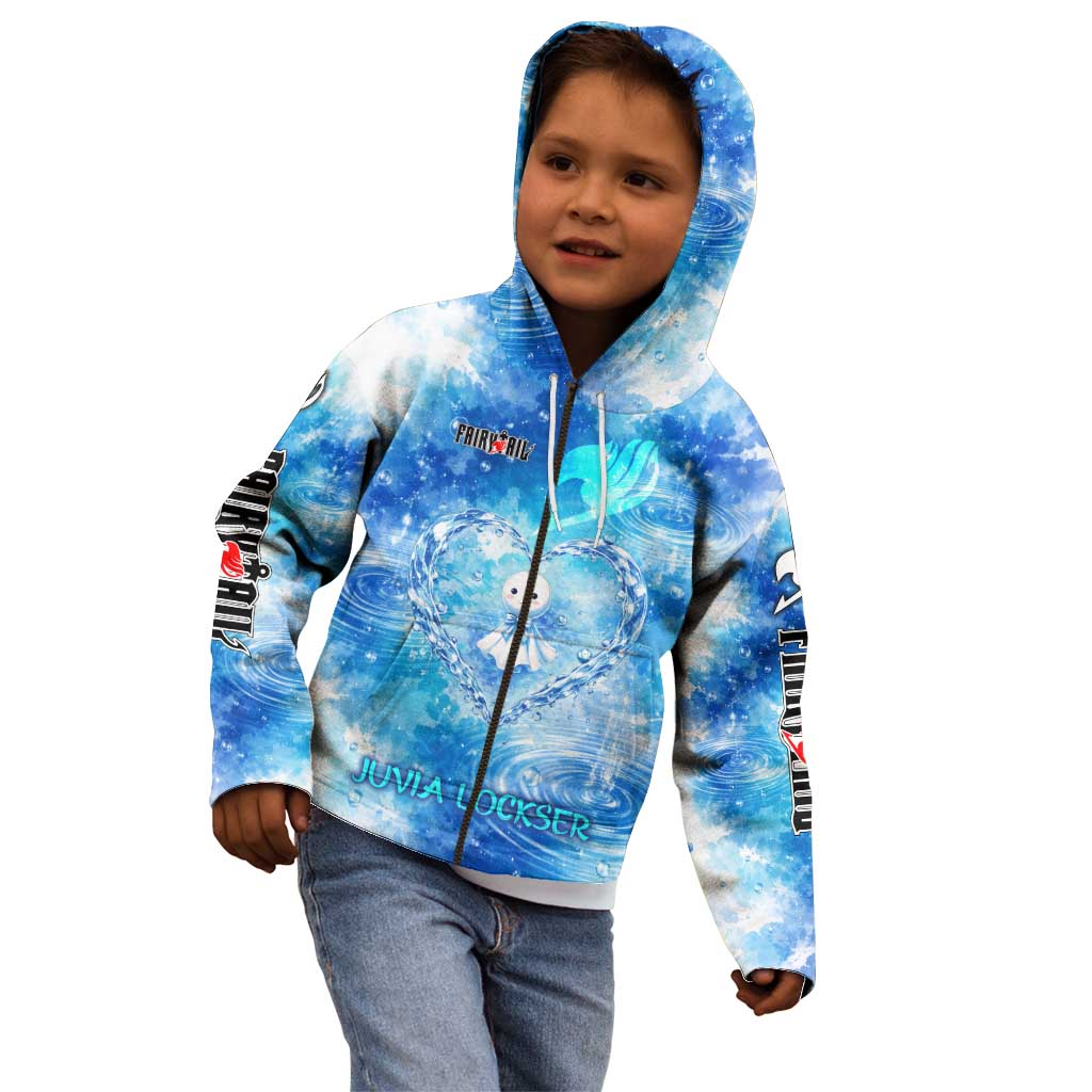 Juvia Lockser Fairy Tail Kid Hoodie Water Magic Anime Style with Heart and Raindrop Aesthetic