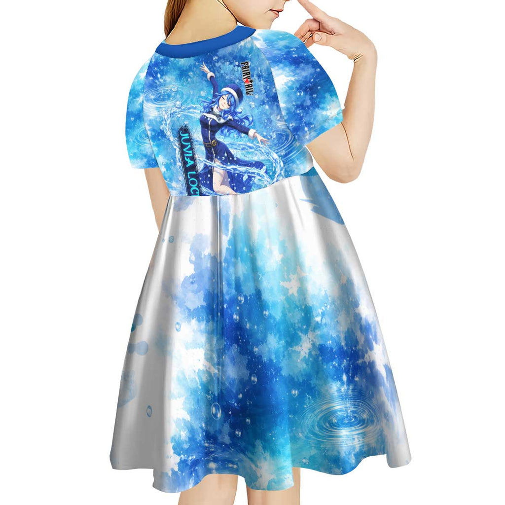 Juvia Lockser Fairy Tail Kid Short Sleeve Dress Water Magic Anime Style with Heart and Raindrop Aesthetic