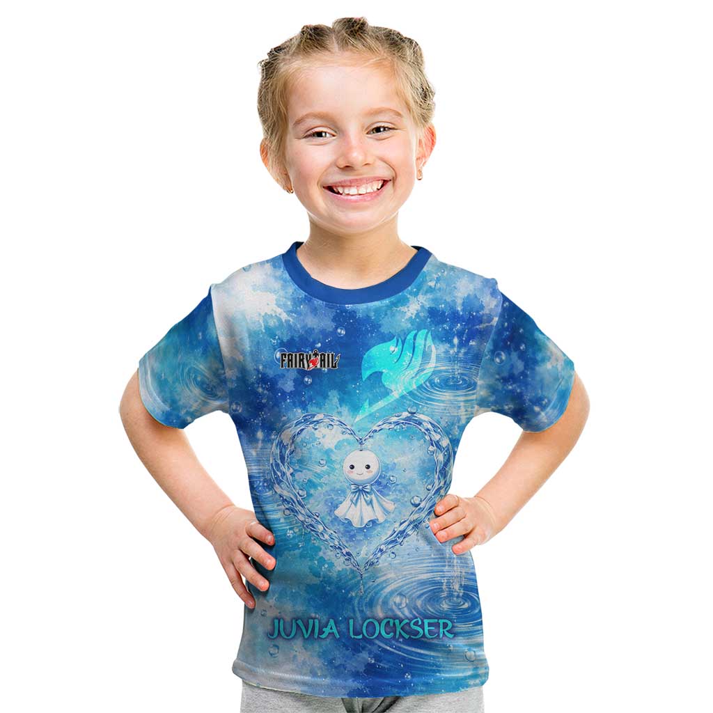 Juvia Lockser Fairy Tail Kid T Shirt Water Magic Anime Style with Heart and Raindrop Aesthetic