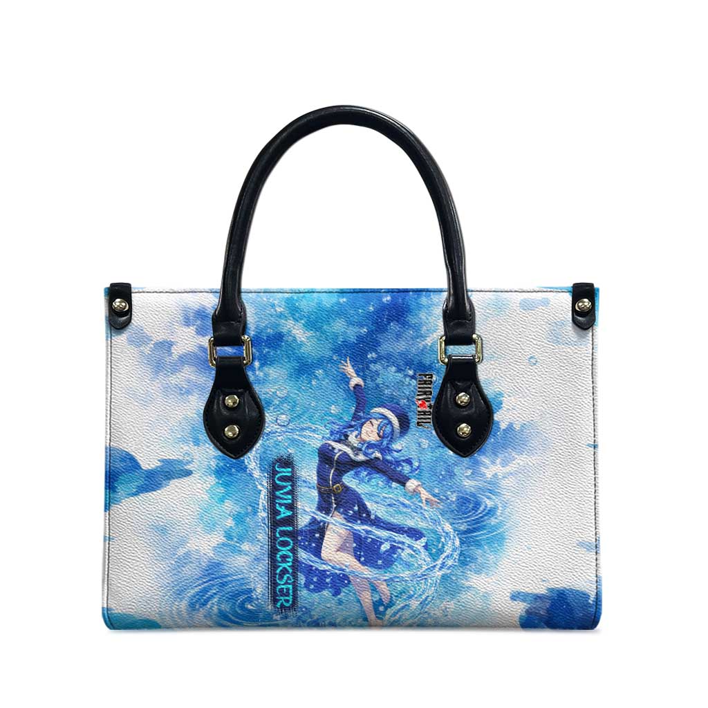 Juvia Lockser Fairy Tail Leather Bag Water Magic Anime Style with Heart and Raindrop Aesthetic