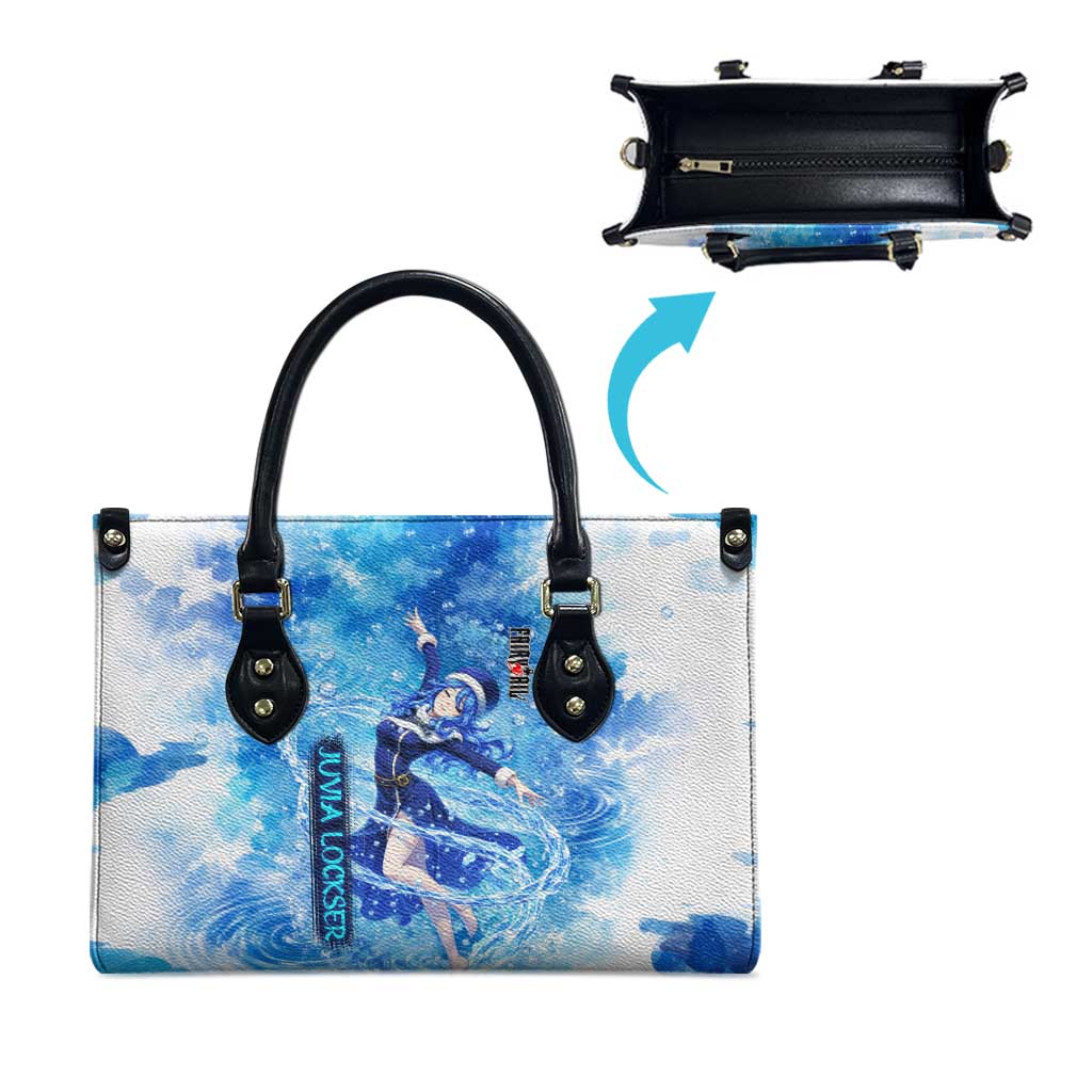 Juvia Lockser Fairy Tail Leather Bag Water Magic Anime Style with Heart and Raindrop Aesthetic