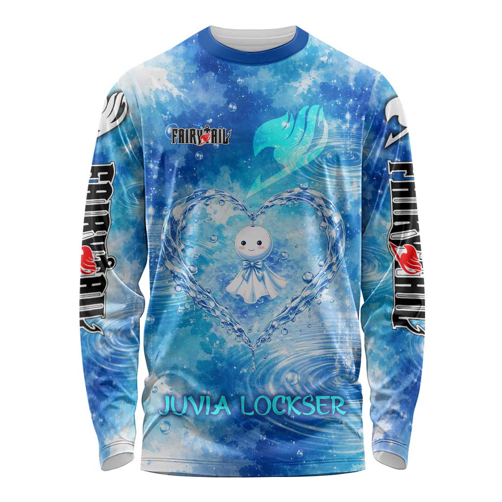Juvia Lockser Fairy Tail Long Sleeve Shirt Water Magic Anime Style with Heart and Raindrop Aesthetic