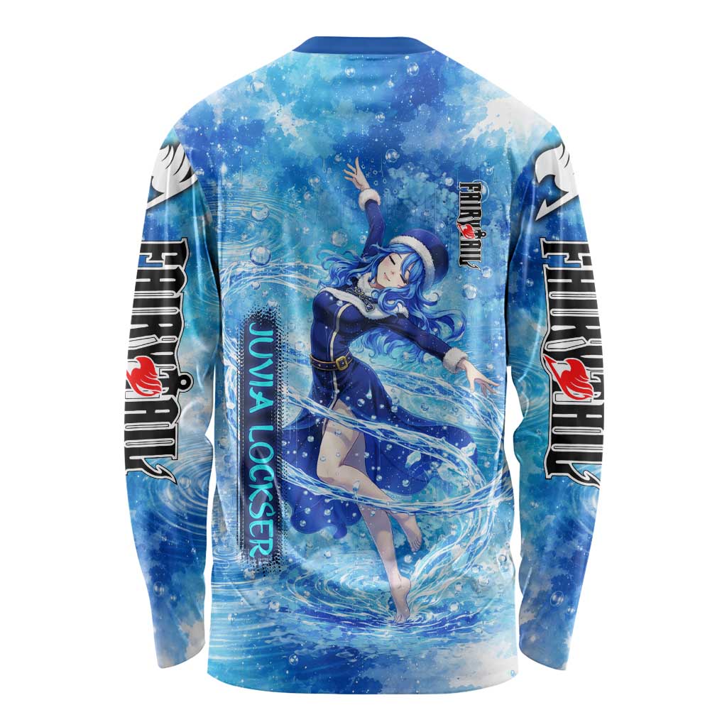 Juvia Lockser Fairy Tail Long Sleeve Shirt Water Magic Anime Style with Heart and Raindrop Aesthetic