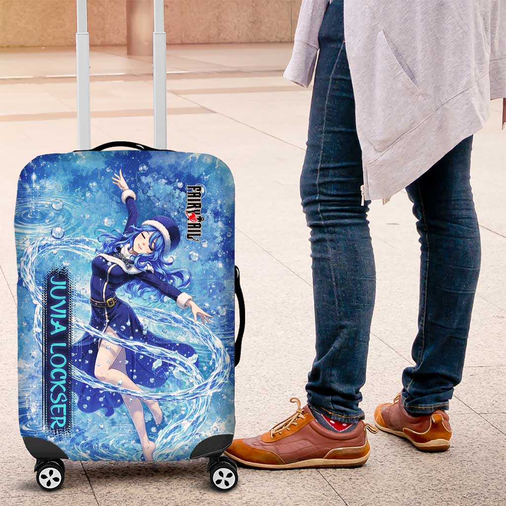 Juvia Lockser Fairy Tail Luggage Cover Water Magic Anime Style with Heart and Raindrop Aesthetic