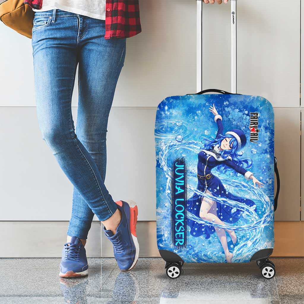 Juvia Lockser Fairy Tail Luggage Cover Water Magic Anime Style with Heart and Raindrop Aesthetic