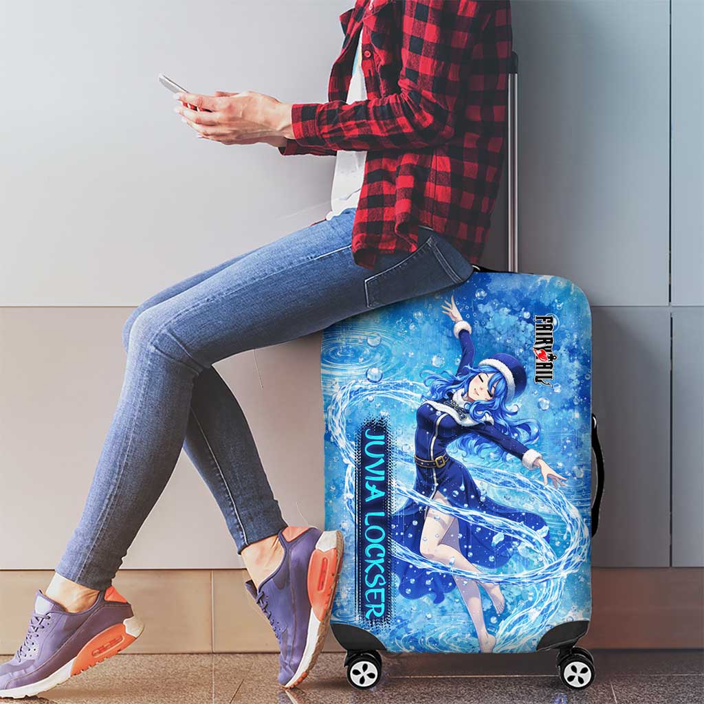 Juvia Lockser Fairy Tail Luggage Cover Water Magic Anime Style with Heart and Raindrop Aesthetic