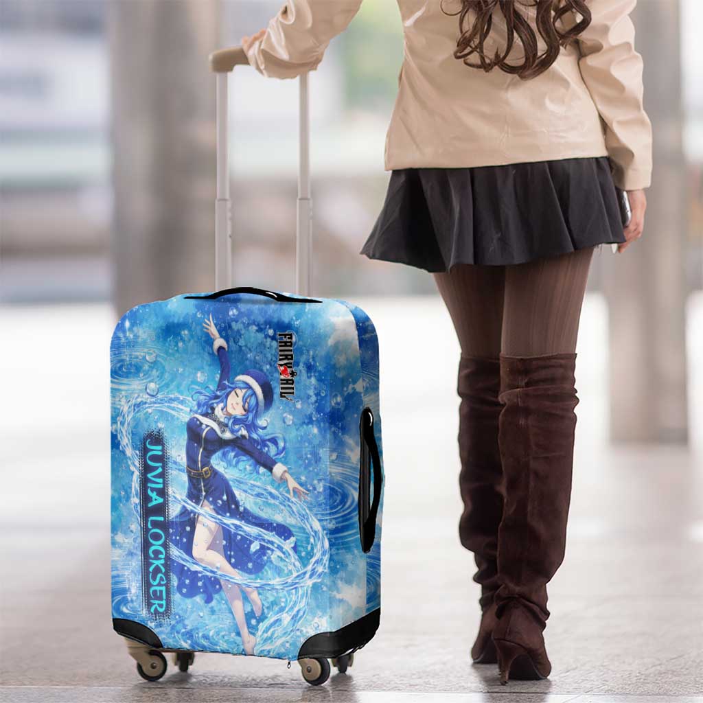 Juvia Lockser Fairy Tail Luggage Cover Water Magic Anime Style with Heart and Raindrop Aesthetic