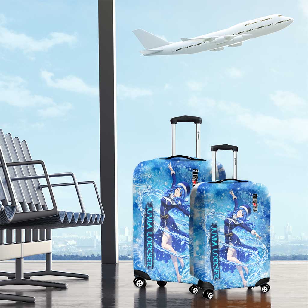 Juvia Lockser Fairy Tail Luggage Cover Water Magic Anime Style with Heart and Raindrop Aesthetic