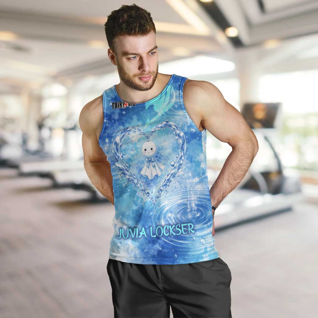 Juvia Lockser Fairy Tail Men Tank Top Water Magic Anime Style with Heart and Raindrop Aesthetic
