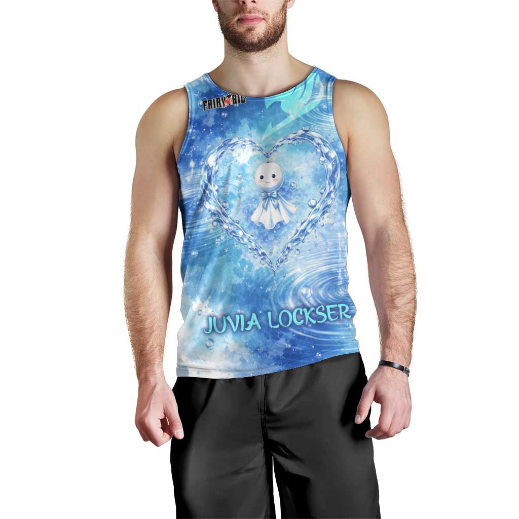 Juvia Lockser Fairy Tail Men Tank Top Water Magic Anime Style with Heart and Raindrop Aesthetic
