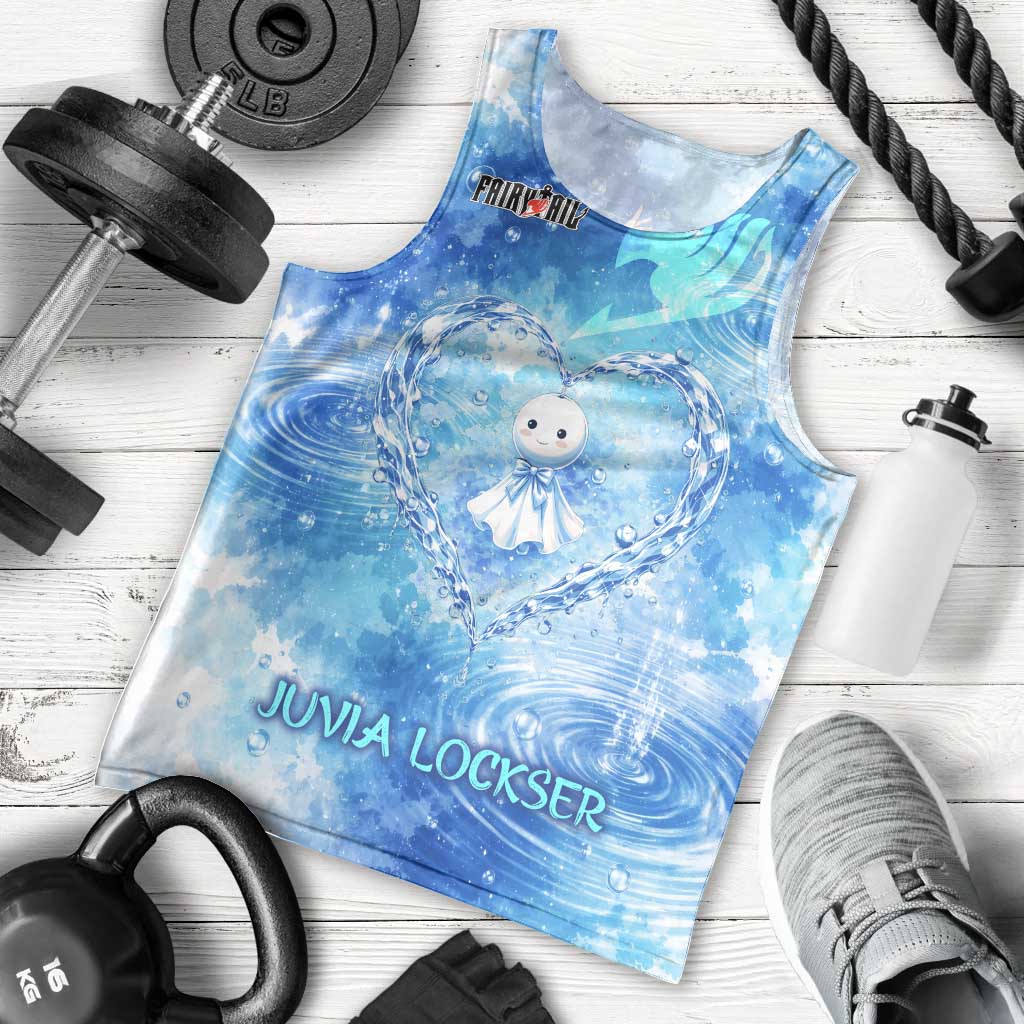 Juvia Lockser Fairy Tail Men Tank Top Water Magic Anime Style with Heart and Raindrop Aesthetic