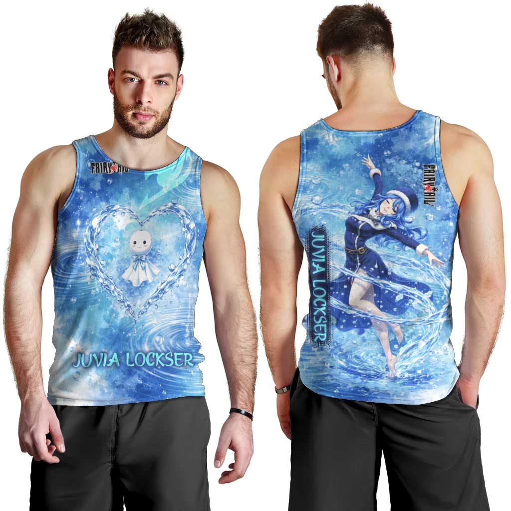 Juvia Lockser Fairy Tail Men Tank Top Water Magic Anime Style with Heart and Raindrop Aesthetic