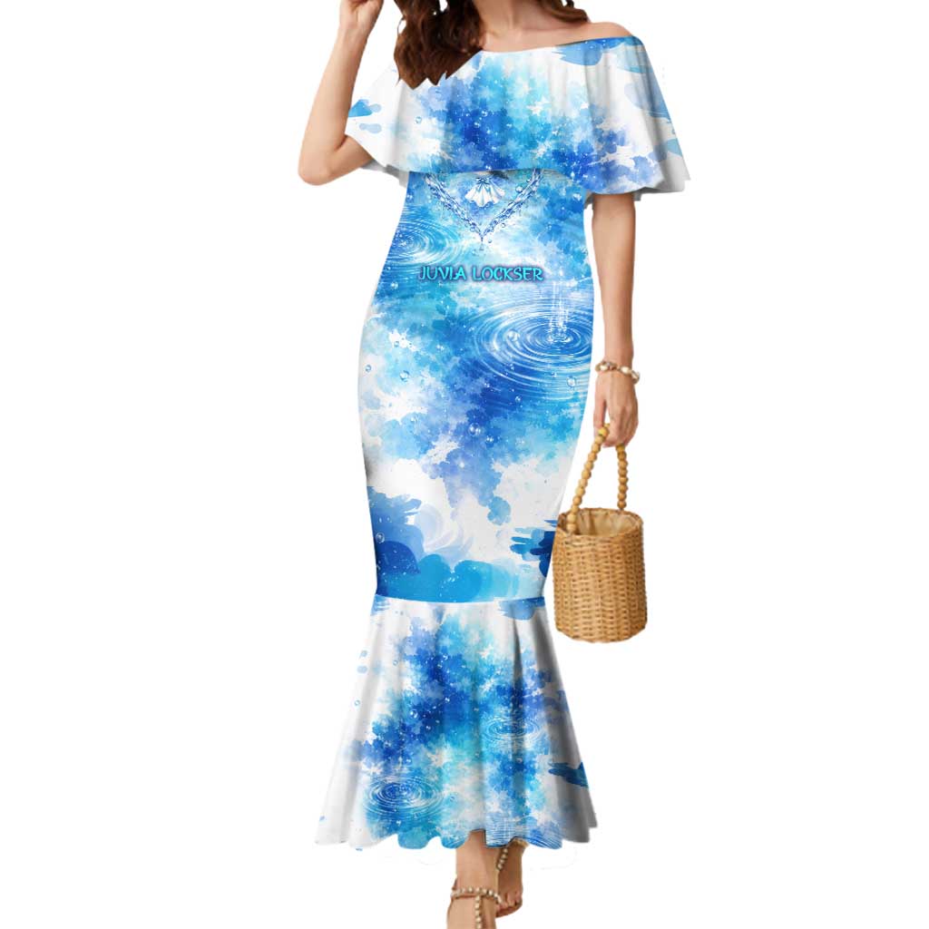 Juvia Lockser Fairy Tail Mermaid Dress Water Magic Anime Style with Heart and Raindrop Aesthetic