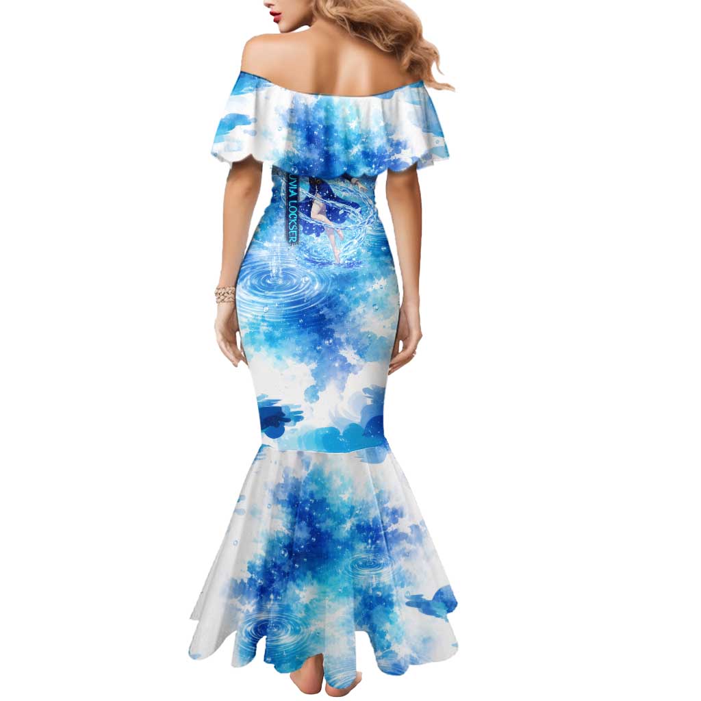 Juvia Lockser Fairy Tail Mermaid Dress Water Magic Anime Style with Heart and Raindrop Aesthetic