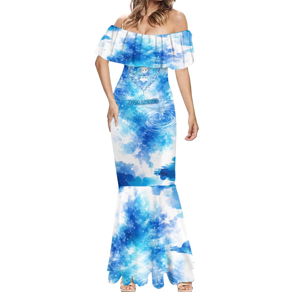 Juvia Lockser Fairy Tail Mermaid Dress Water Magic Anime Style with Heart and Raindrop Aesthetic